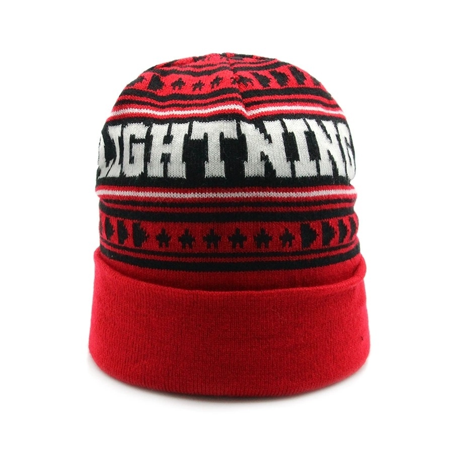 Customized beanie hat jacquard knitting beanie hat red hat
