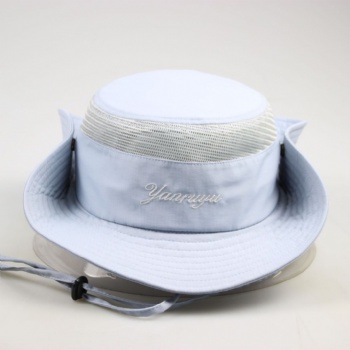 Cotton with mesh outdoor bucket hat fisher hat with drawstring and embroidery logo