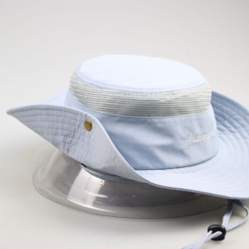 Cotton with mesh outdoor bucket hat fisher hat with drawstring and embroidery logo