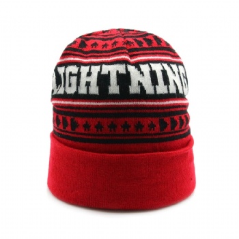 Customized beanie hat jacquard knitting beanie hat red hat