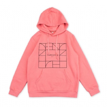 Custom Embroidery logo Soft Fleece Pink Women Hoodie