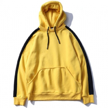 Unisex Contrast Color Rib trims Stylish Yellow Hoodie