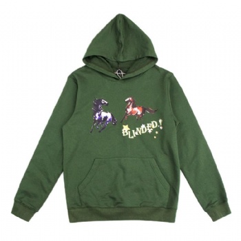 Wholesale Unisex Basic Style Custom Digital Print Cotton Hoodie Army Green Color Hoodie