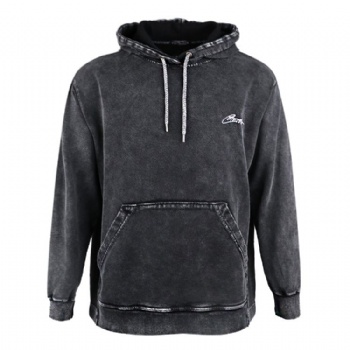 Vintage Black Cotton Washed Cool Unisex Hoodie Custom Embroidery logo