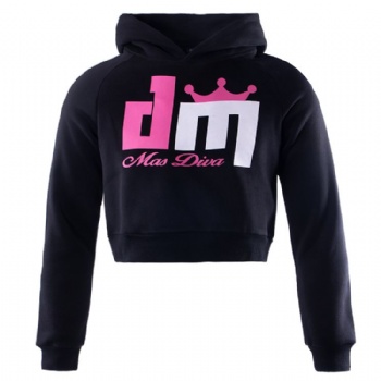 Women's Crop Hoodie Black with Screen Print logo