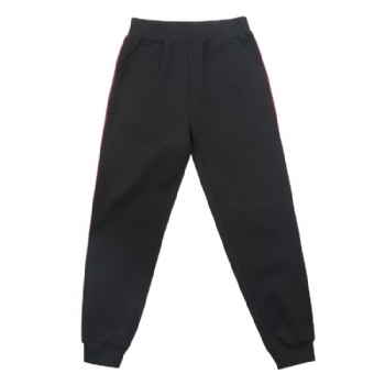Black Cotton Fabric Classic Comfort Joggers Colorful Striped with Accents