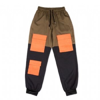 Screen-Printed Logo Color-Blocked Cotton Pants