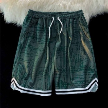 Quick-Dry Mesh Fabric Full-Print Sports Shorts
