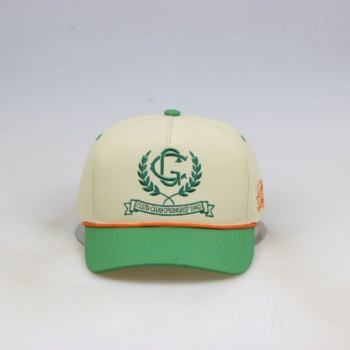 Hot Sale Contrast Color Cotton Baseball Cap with Rope and Embroidery logo